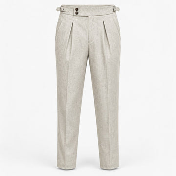 Linen blend pleated trousers