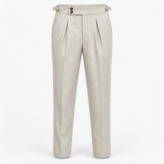 Linen blend pleated trousers