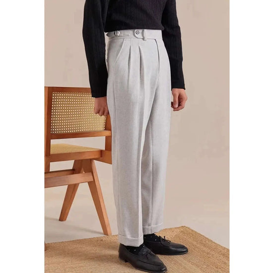 Linen straight fit suit pants