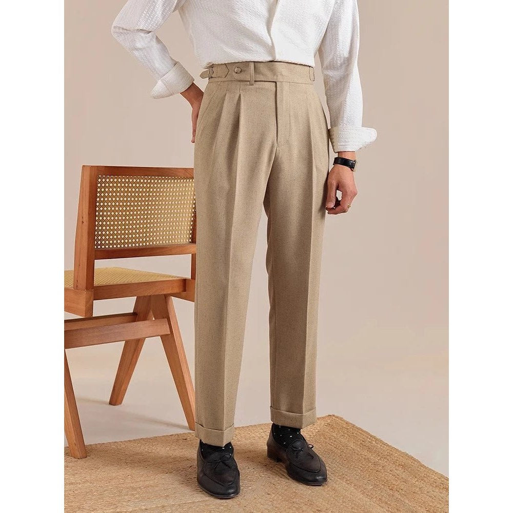 Linen straight fit suit pants