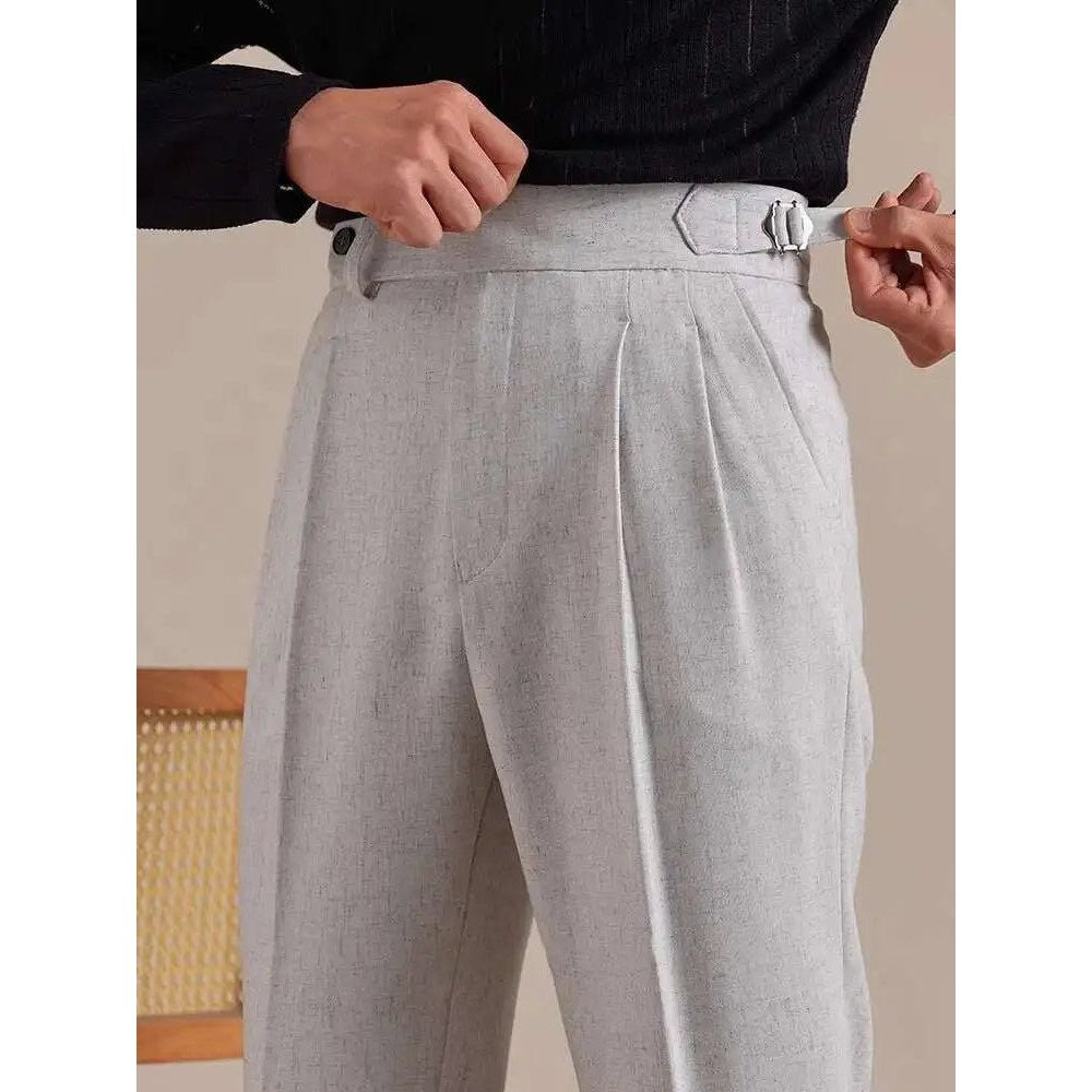 Linen straight fit suit pants