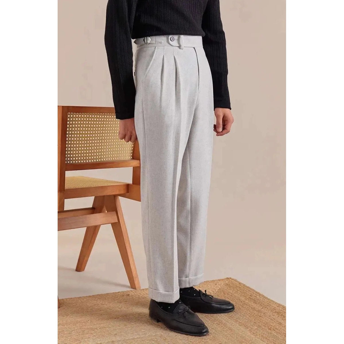 Linen straight fit suit pants