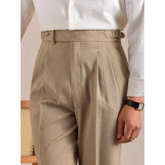 Linen straight fit suit pants