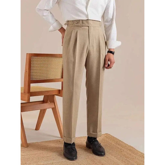 Linen straight fit suit pants