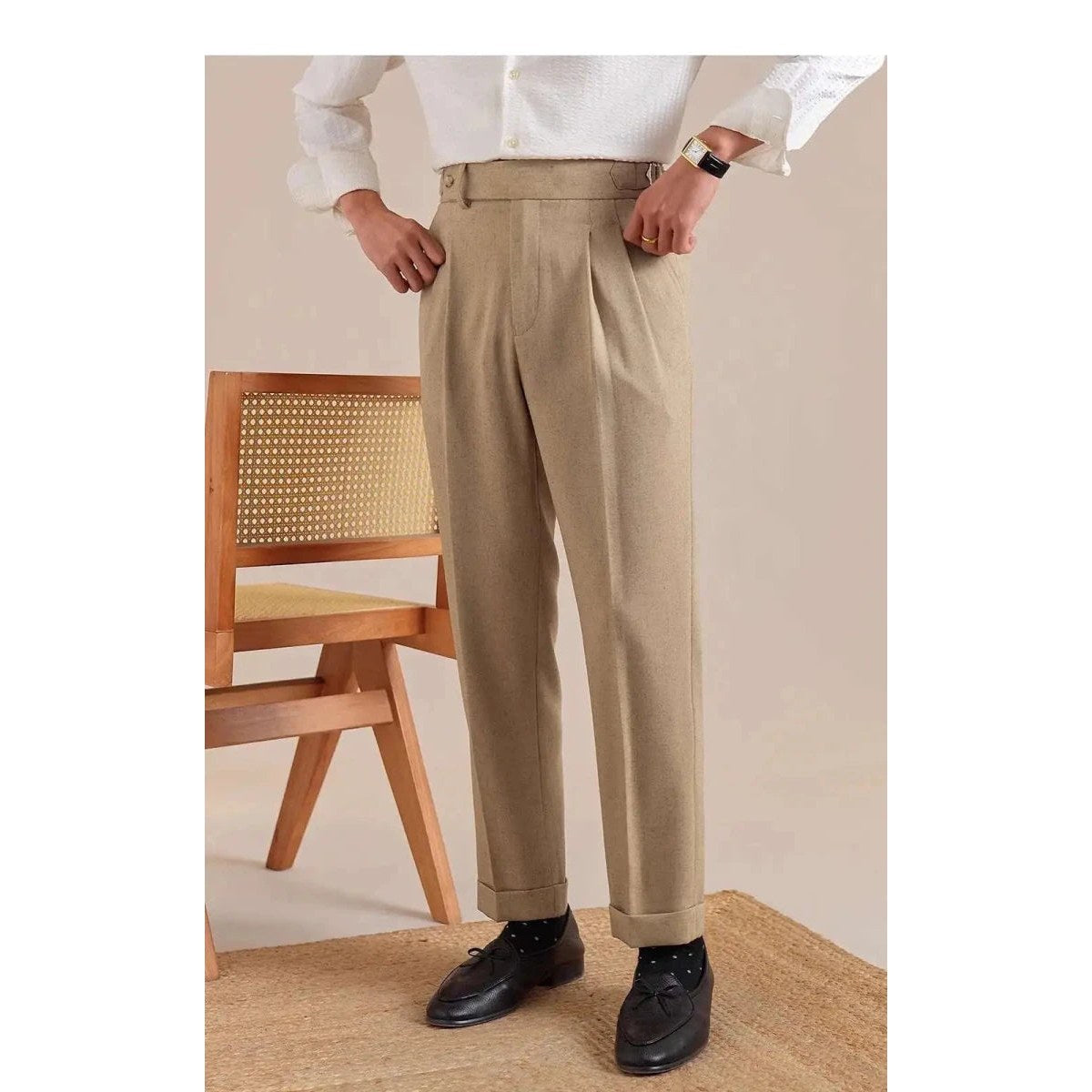 Linen straight fit suit pants