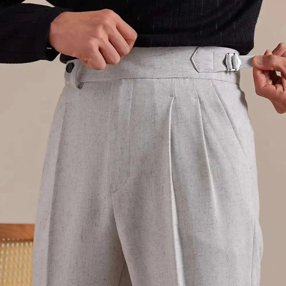 Linen straight fit suit pants