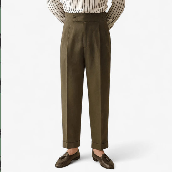 Linen summer high-waist elegant trousers