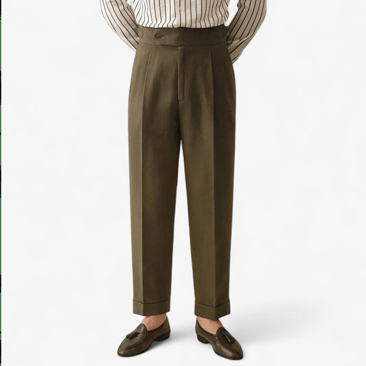 Linen summer high-waist elegant trousers