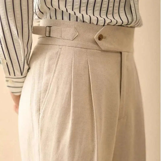 Linen summer high-waist elegant trousers