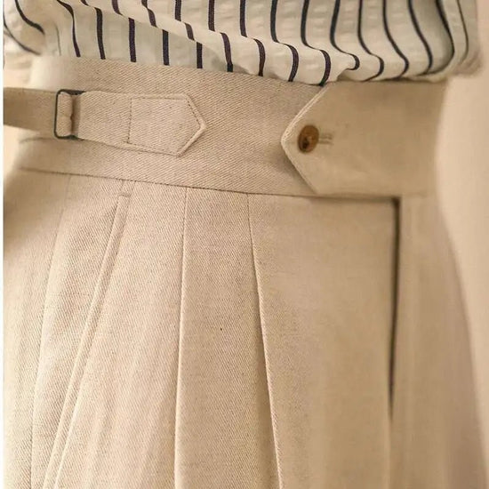 Linen summer high-waist elegant trousers