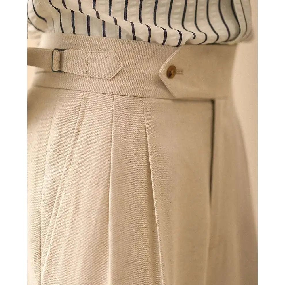 Linen summer high-waist elegant trousers