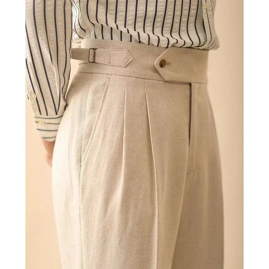 Linen summer high-waist elegant trousers