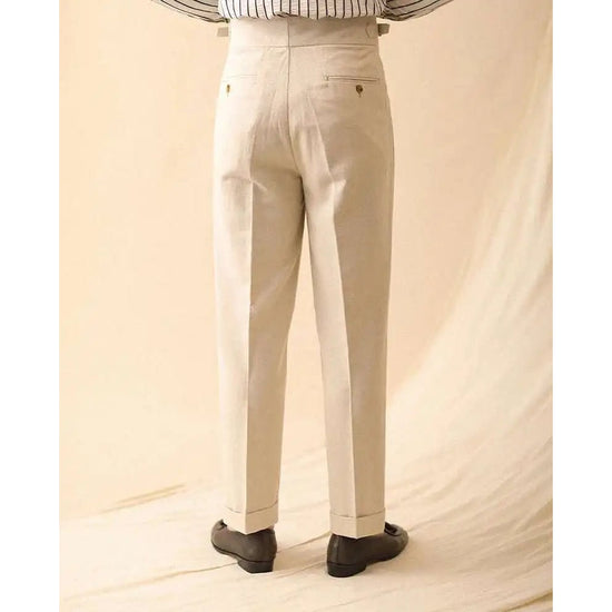 Linen summer high-waist elegant trousers