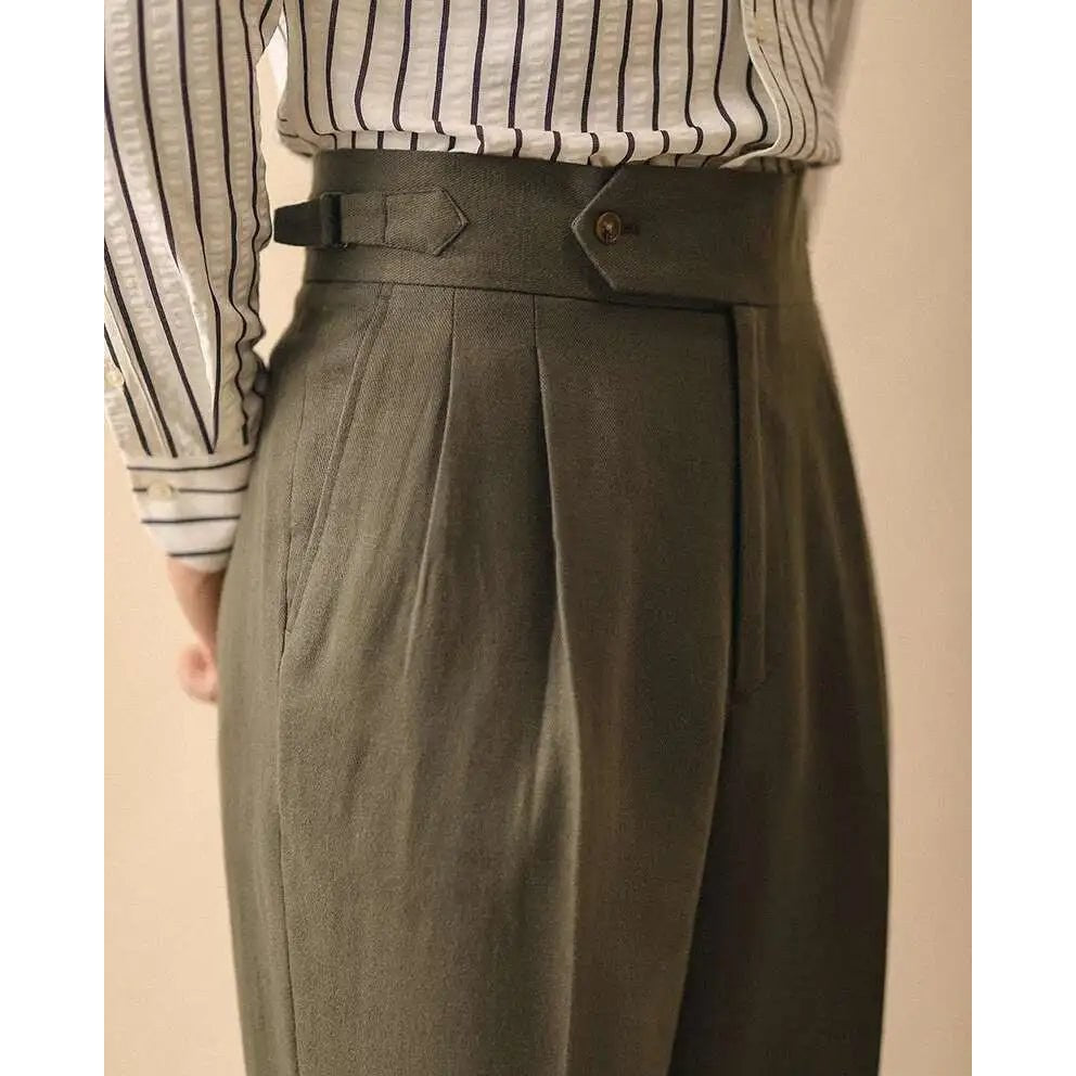 Linen summer high-waist elegant trousers
