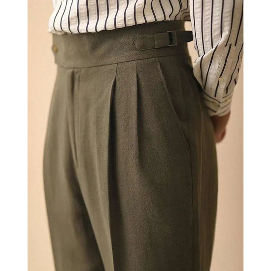 Linen summer high-waist elegant trousers
