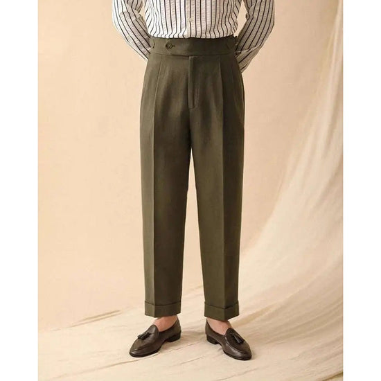Linen summer high-waist elegant trousers