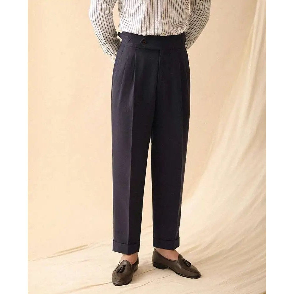 Linen summer high-waist elegant trousers