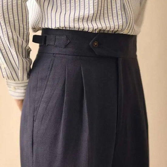 Linen summer high-waist elegant trousers