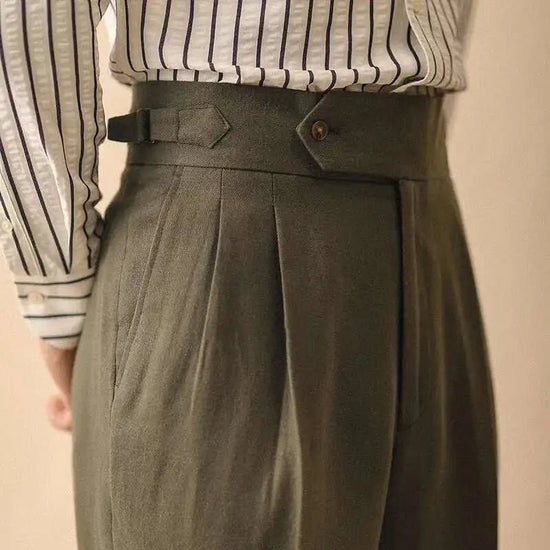 Linen summer high-waist elegant trousers