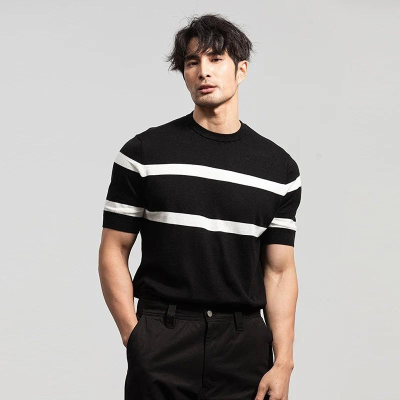 Luxury knit o-neck short sleeve t-shirt
