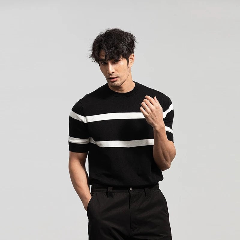 Luxury knit o-neck short sleeve t-shirt