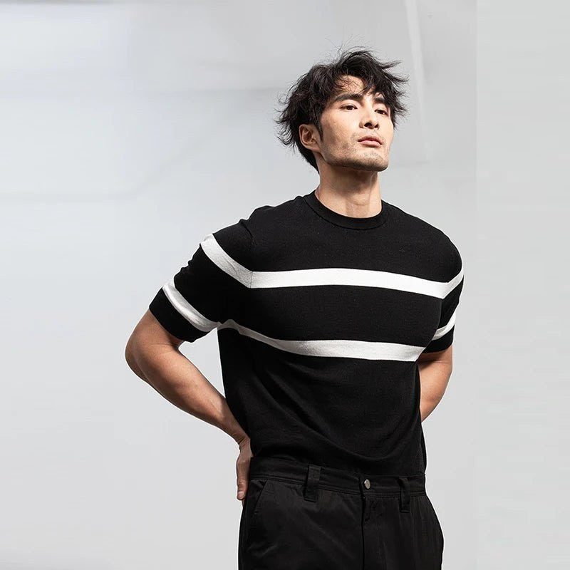 Luxury knit o-neck short sleeve t-shirt