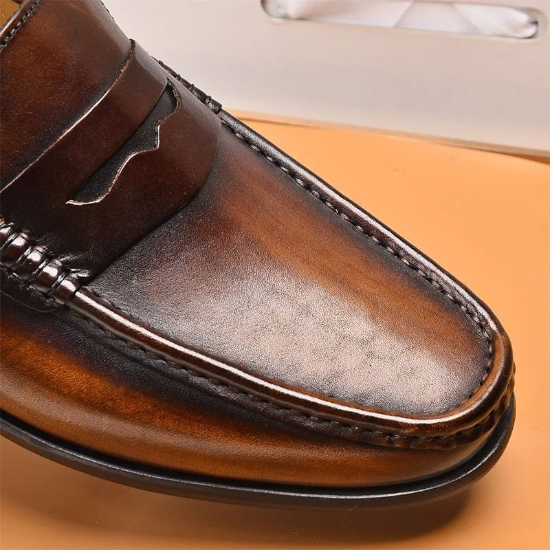 Luxury penny slip on genuine leather loafers
