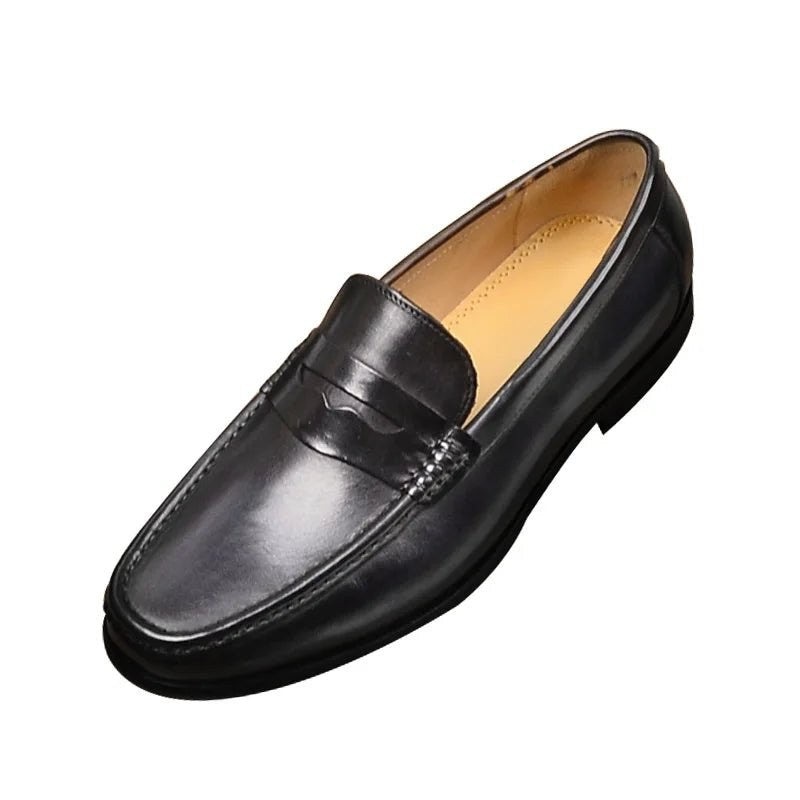 Luxury penny slip on genuine leather loafers