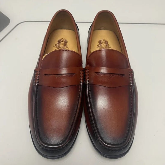 Luxury penny slip on genuine leather loafers