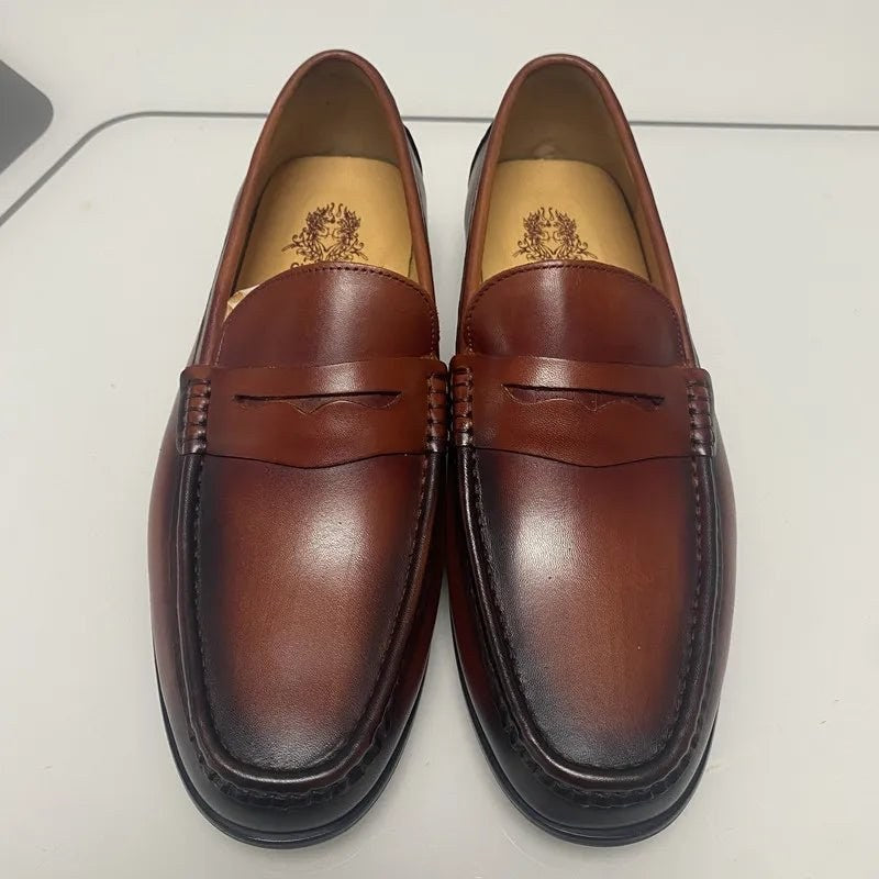 Luxury penny slip on genuine leather loafers
