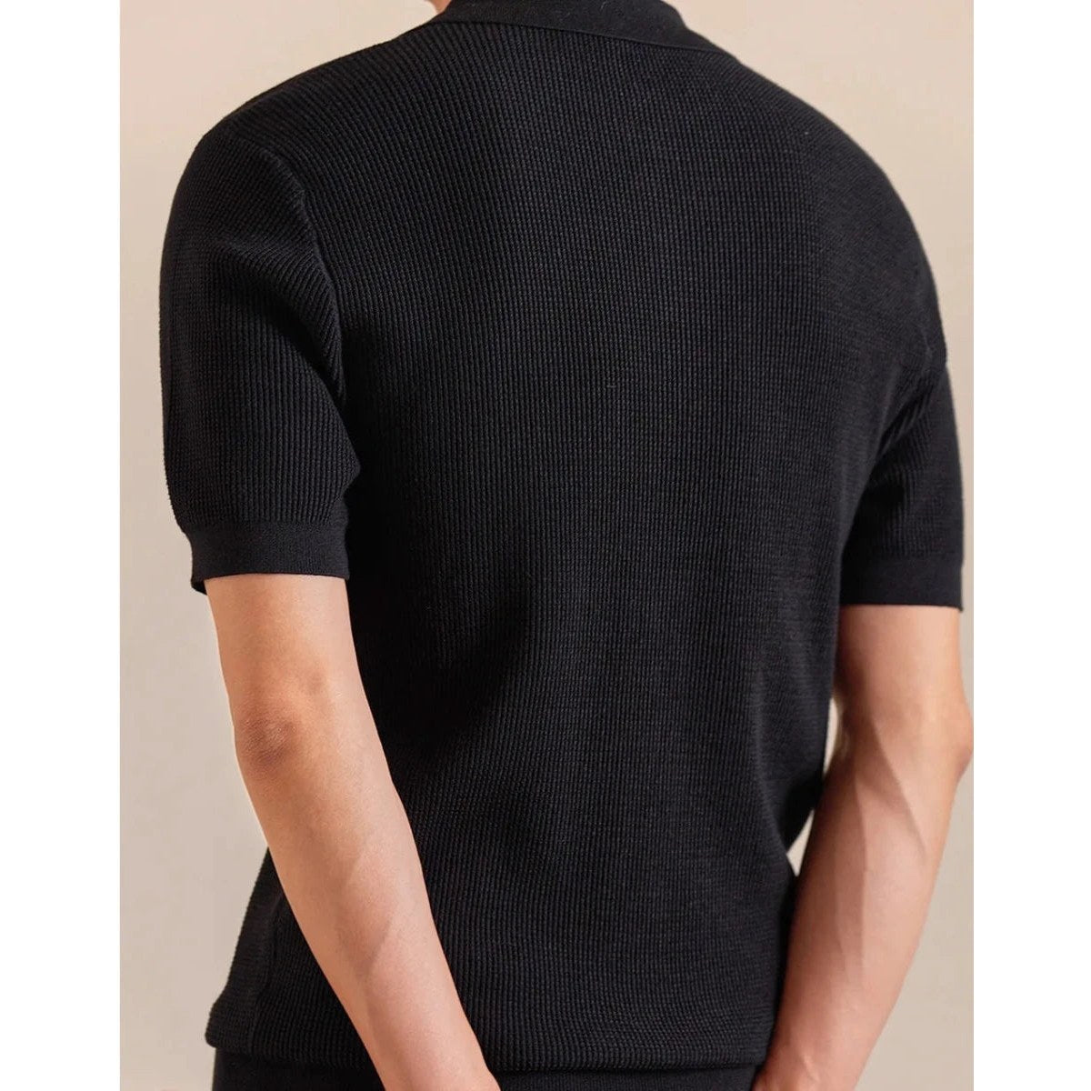 Lyocell-blend knitted zip polo shirt