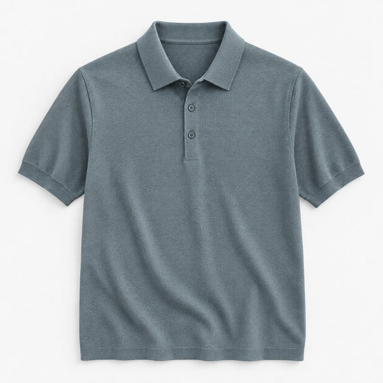 Lyocell silk polo with a fine textured knit