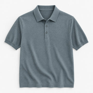 Lyocell silk polo with a fine textured knit