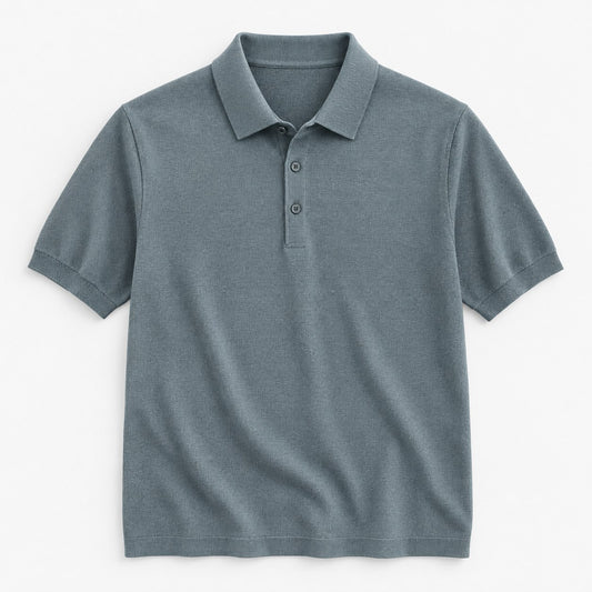 Lyocell silk polo with a fine textured knit