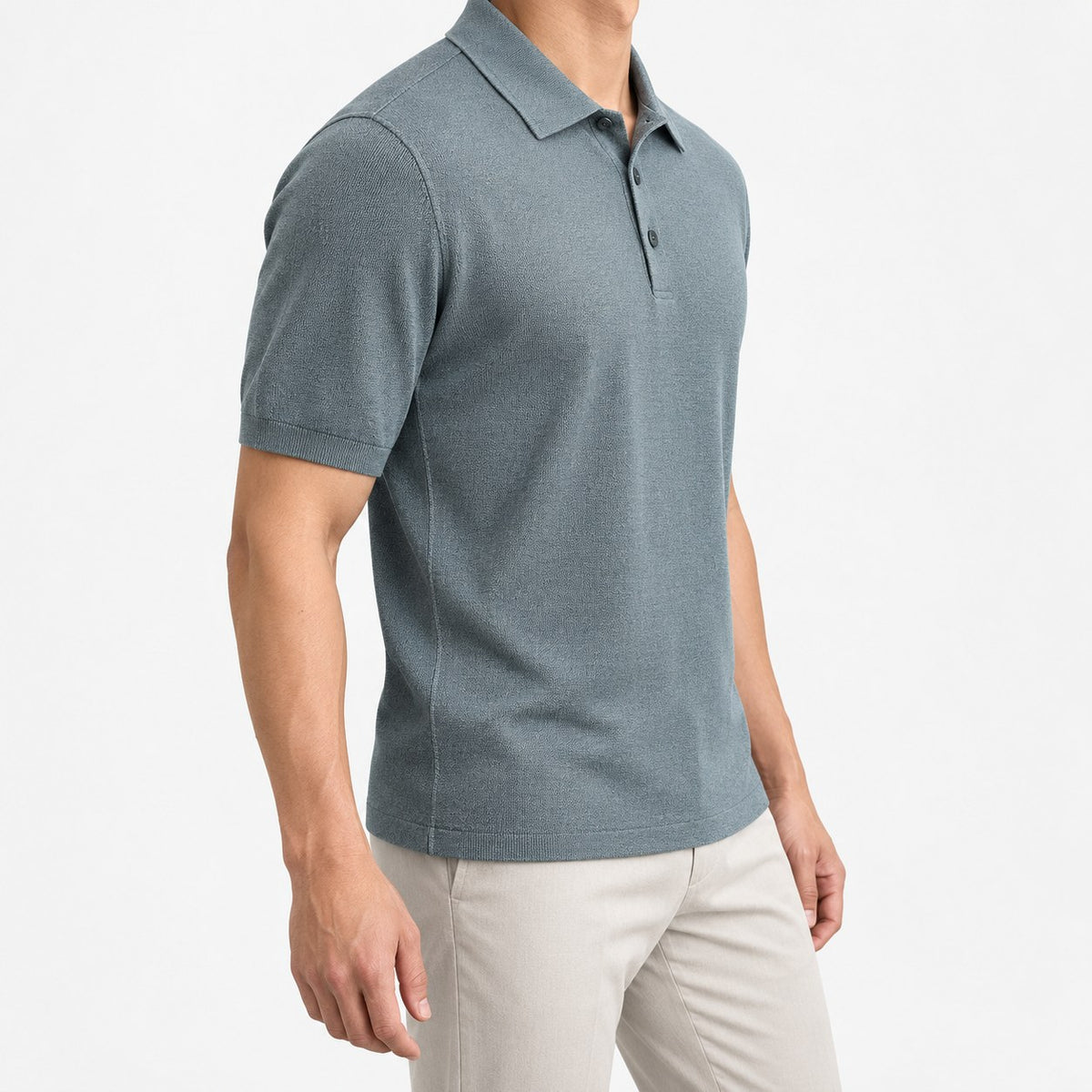 Lyocell silk polo with a fine textured knit