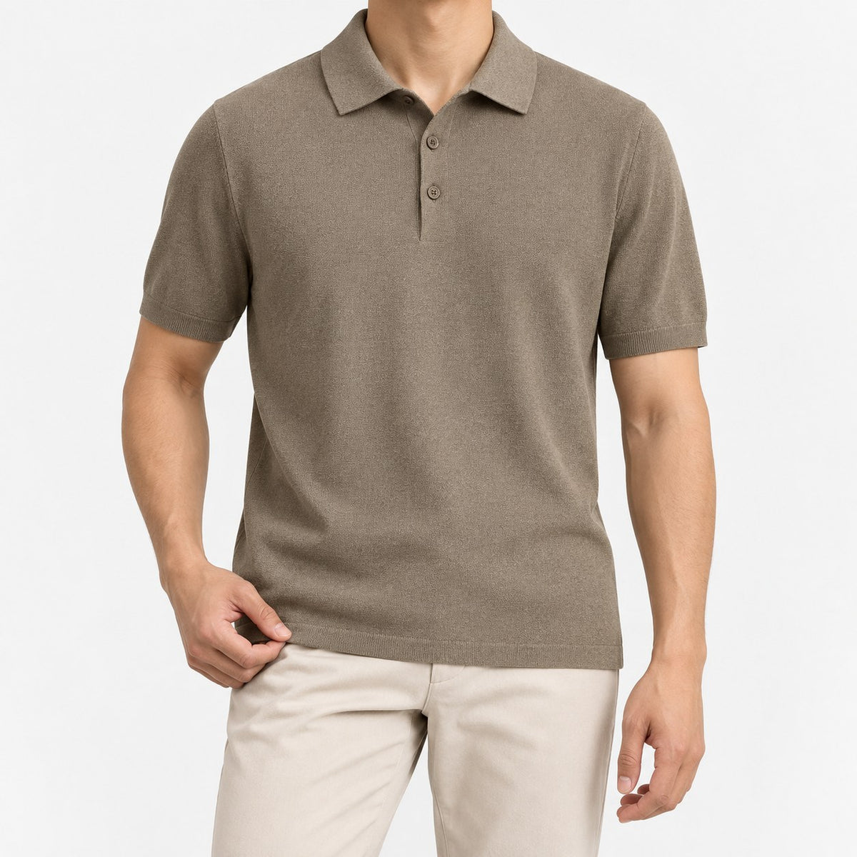Lyocell silk polo with a fine textured knit