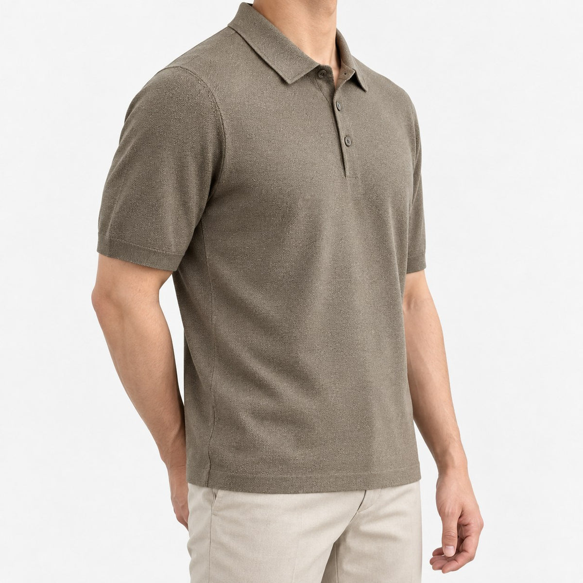 Lyocell silk polo with a fine textured knit