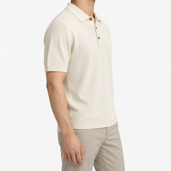 Lyocell silk polo with a fine textured knit