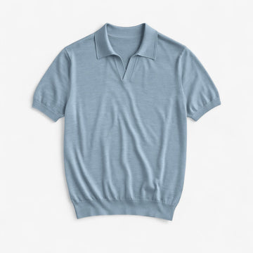 Men's 100% merino wool casual polo shirt