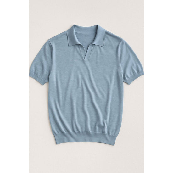 Men's 100% merino wool casual polo shirt