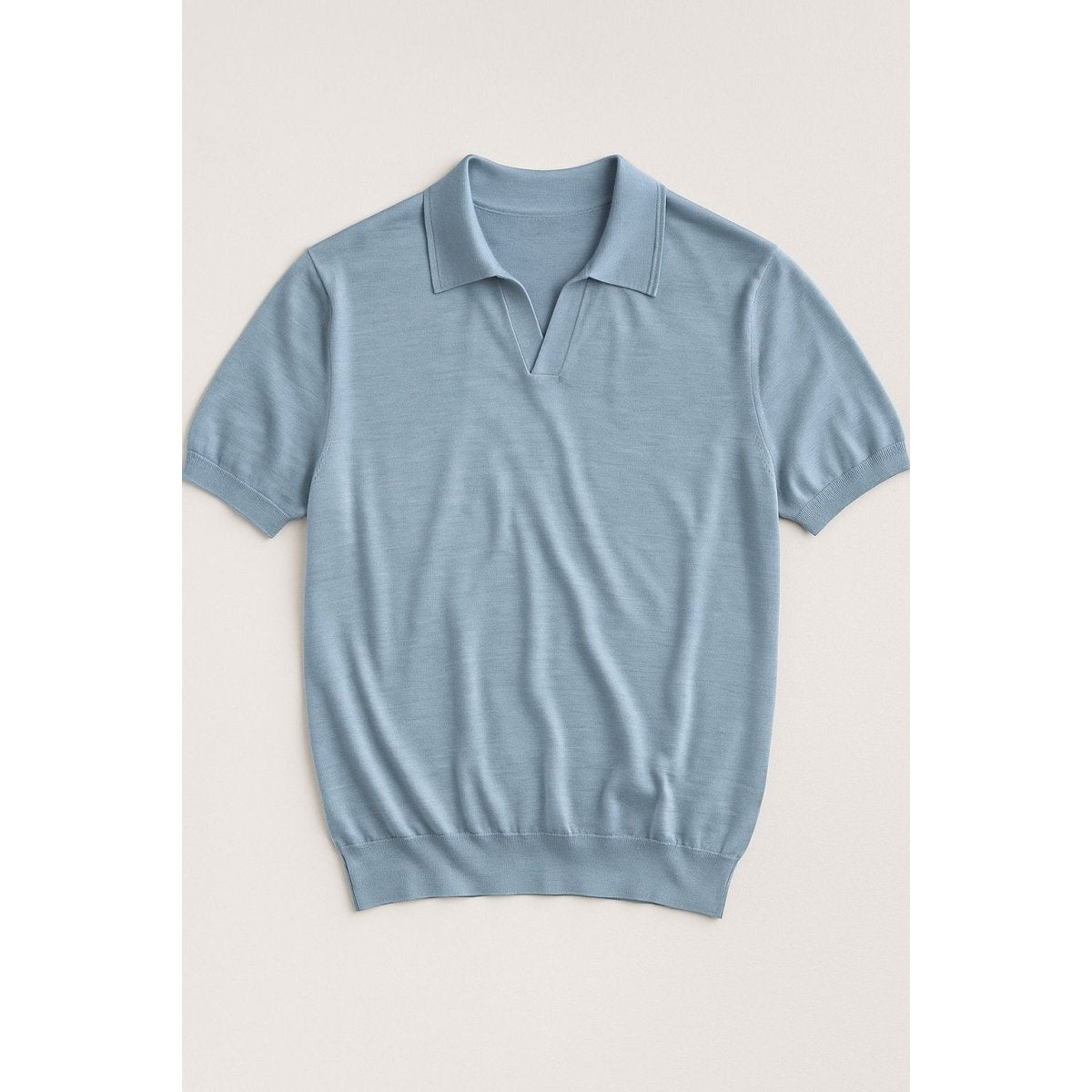 Men's 100% merino wool casual polo shirt