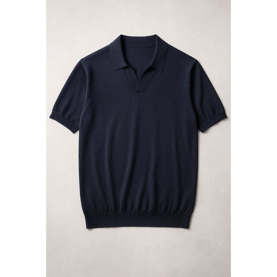 Men's 100% merino wool casual polo shirt