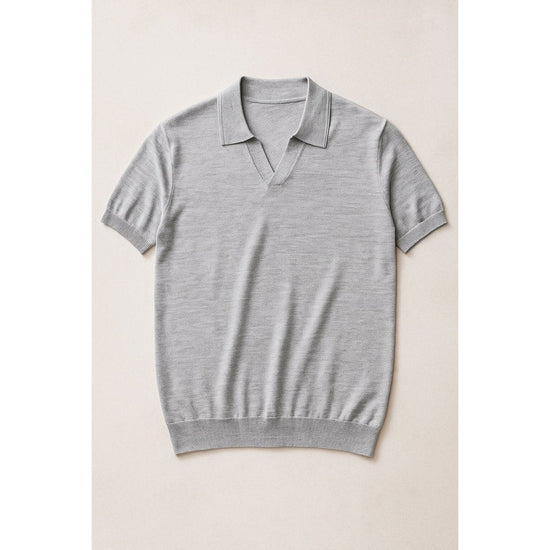 Men's 100% merino wool casual polo shirt
