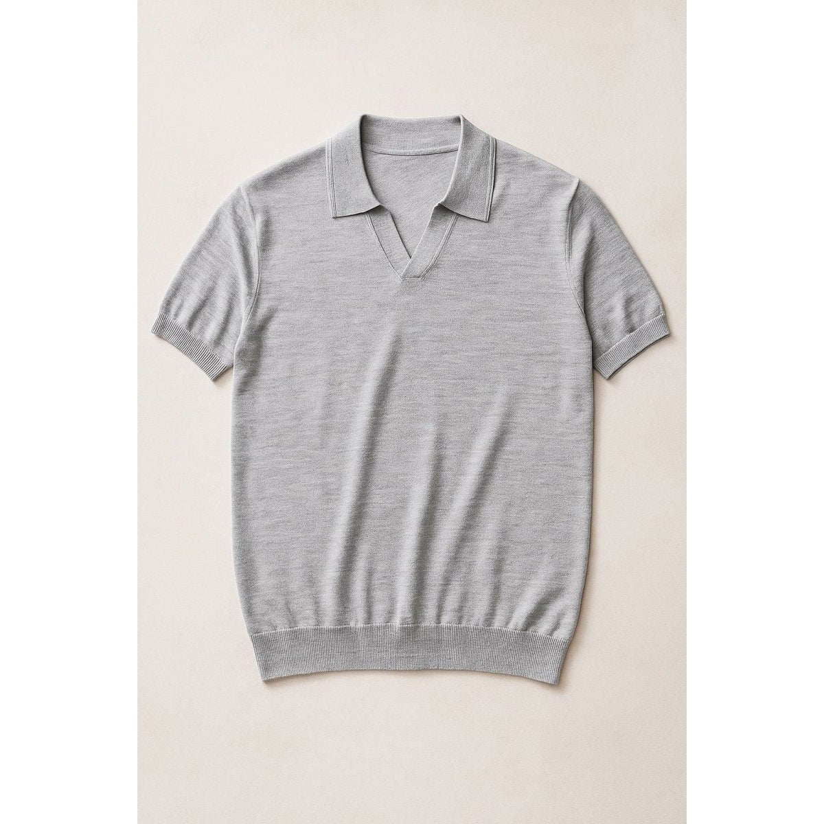 Men's 100% merino wool casual polo shirt