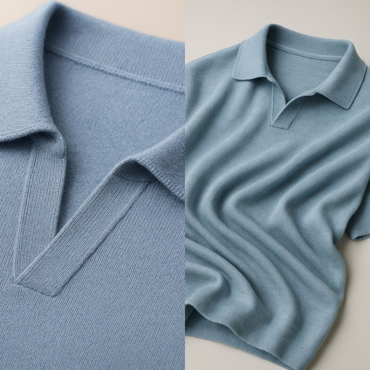 Men's 100% merino wool casual polo shirt