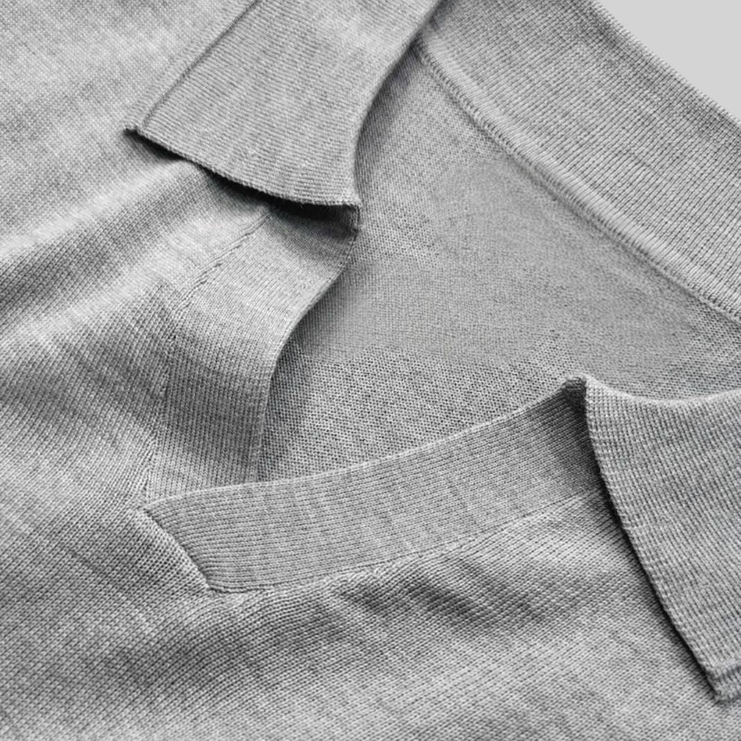 Men's 100% merino wool casual polo shirt