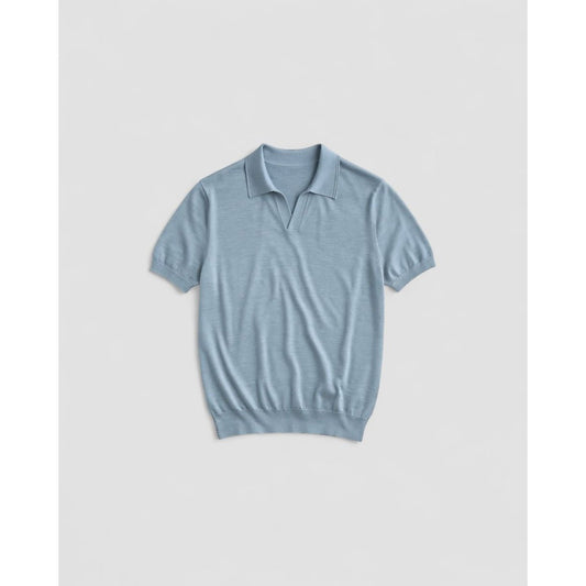 Men's baby blue t-shirt and beige pants set