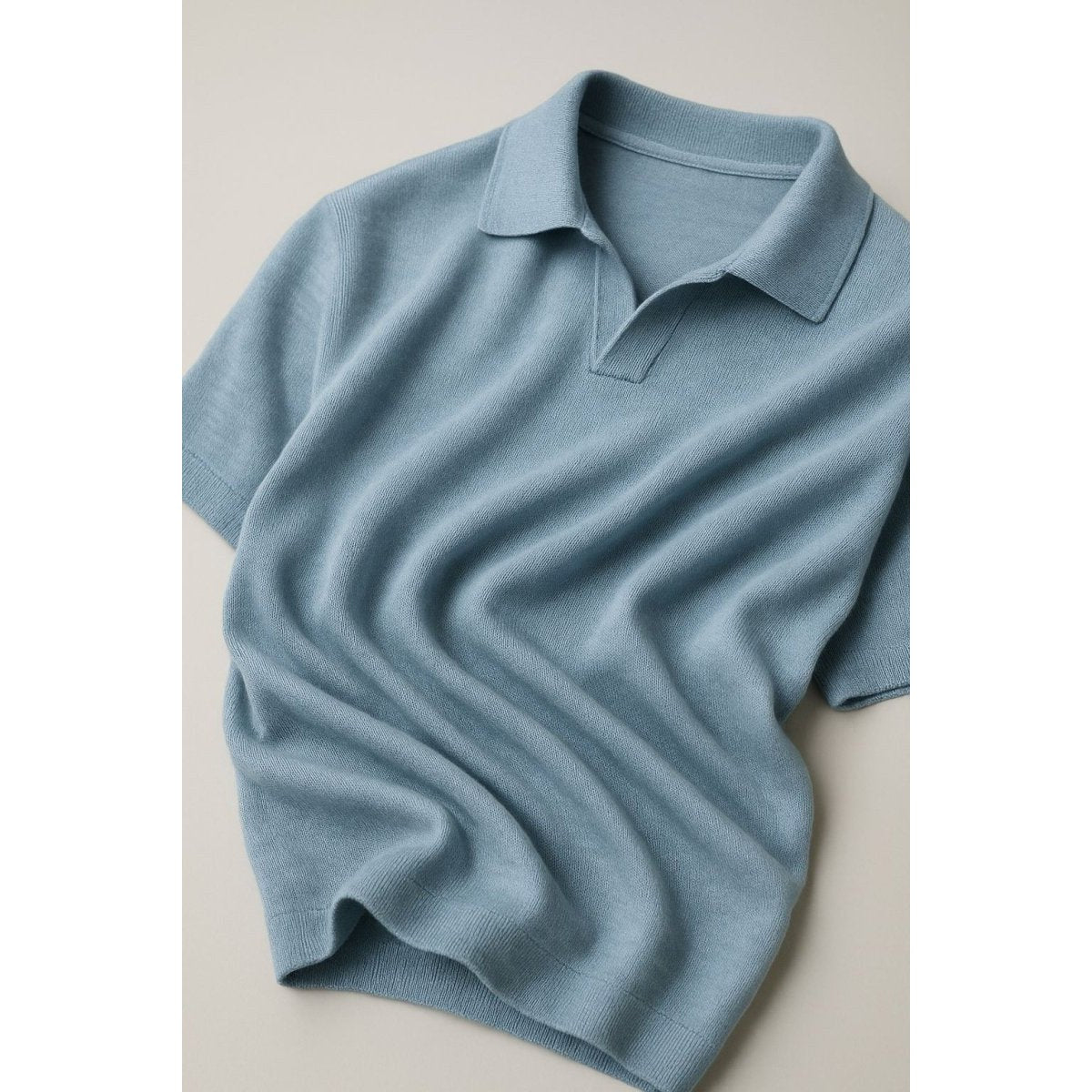 Men's baby blue t-shirt and light gray pants set