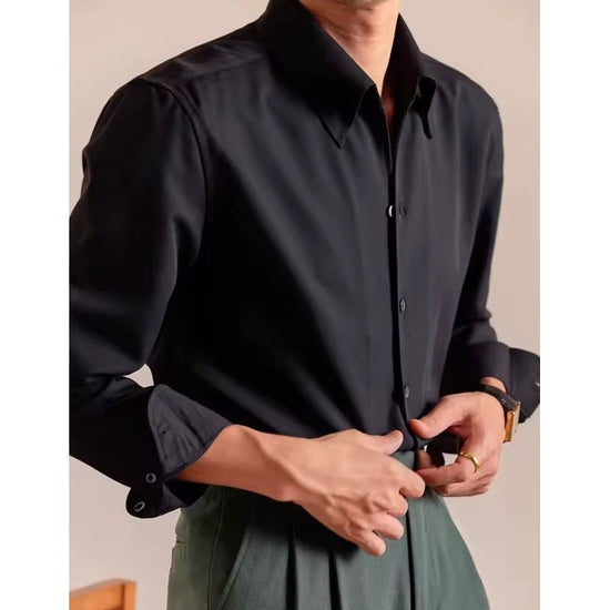 Men's black shirt and black trousers set