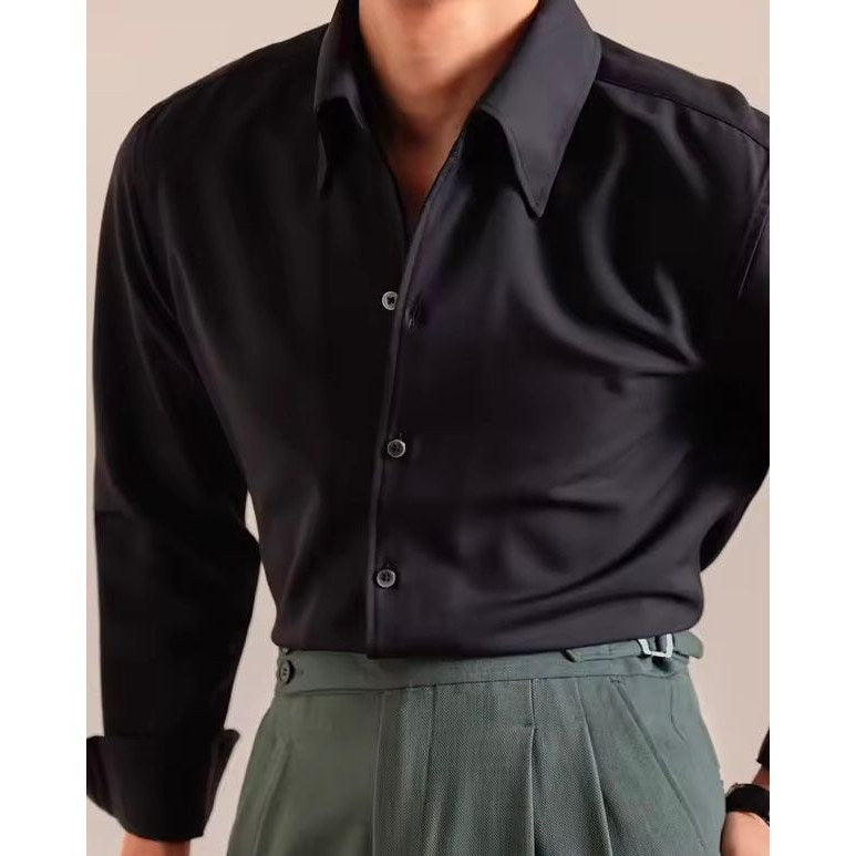 Men's black shirt and black trousers set
